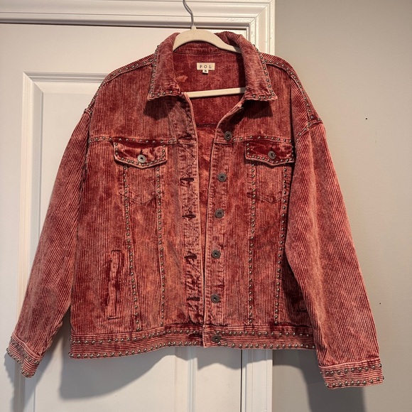 Pink/Red Washed Studded Jacket - Picture 2 of 3